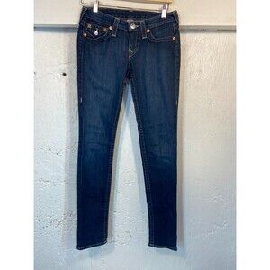 TRUE RELIGION WOMENS 27 X 30 STRETCHY SKINNY BLUE JEANS -1126-